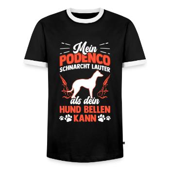 Podenco schnarcht lauter spanischer Podenco - Männer Kontrast-T-Shirt - Schwarz/Weiß - Vorne - AI Model Female 172 light (172cm) & AI Model Male 178 light (178cm)