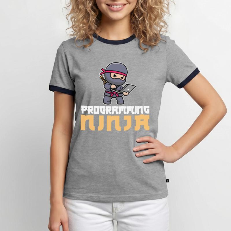 Entwickler Coder Programmierer Ninja Männer Kontrast-T-Shirt