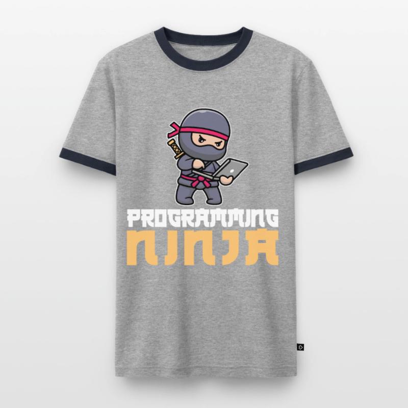 Entwickler Coder Programmierer Ninja Männer Kontrast-T-Shirt