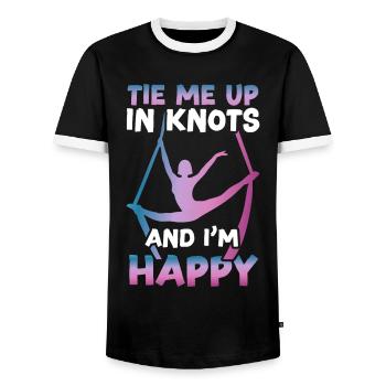 Aerialist - Aerial Yoga and Aerial Silk Acrobatics - Men's Ringer Shirt - black/white - Front - AI Model Female 172 light (172cm) & AI Model Male 178 light (178cm)