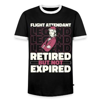 Flugbegleiter Stewardess Im Ruhestand - Männer Kontrast-T-Shirt - Schwarz/Weiß - Vorne - AI Model Female 172 light (172cm) & AI Model Male 178 light (178cm)