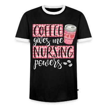 Kaffee gibt mir stillende Kräfte Süßer lustiger Kaffee - Männer Kontrast-T-Shirt - Schwarz/Weiß - Vorne - AI Model Female 172 light (172cm) & AI Model Male 178 light (178cm)