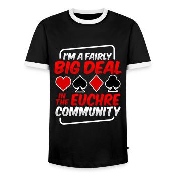 Jeu de cartes Euchre - T-shirt contrasté Homme - noir/blanc - Devant - AI Model Female 172 light (172cm) & AI Model Male 178 light (178cm)