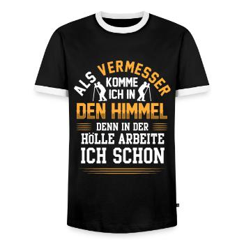 Vermessungstechniker arbeiten in der Hölle - Männer Kontrast-T-Shirt - Schwarz/Weiß - Vorne - AI Model Female 172 light (172cm) & AI Model Male 178 light (178cm)