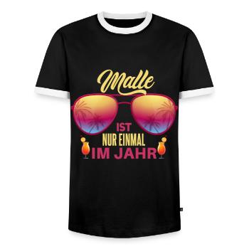 Witziges Mallorca Insel Motiv - Männer Kontrast-T-Shirt - Schwarz/Weiß - Vorne - AI Model Female 172 light (172cm) & AI Model Male 178 light (178cm)