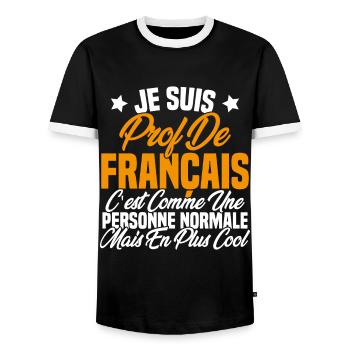 Je suis prof de français Cadeau Prof - T-shirt contrasté Homme - noir/blanc - Devant - AI Model Female 172 light (172cm) & AI Model Male 178 light (178cm)