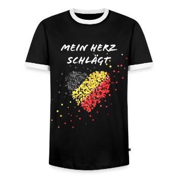 Belgium flag heartbeat Belgium Belgium flag - Men's Ringer Shirt - black/white - Front - AI Model Female 172 light (172cm) & AI Model Male 178 light (178cm)
