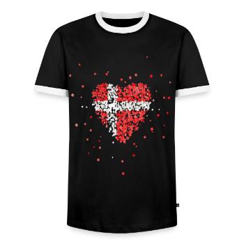 Denmark Danmark Denmark Flag Dane Dane Fan - Men's Ringer Shirt - black/white - Front - AI Model Female 172 light (172cm) & AI Model Male 178 light (178cm)