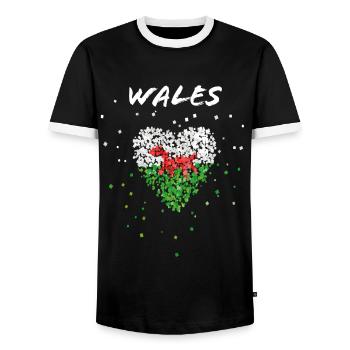 Pays de Galles Drapeau du Pays de Galles Drapeau du Pays de Galles Drapeau du Pays de Galles - T-shirt contrasté Homme - noir/blanc - Devant - AI Model Female 172 light (172cm) & AI Model Male 178 light (178cm)