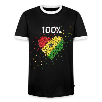 Ghana Afrique Ghanaflag Ghanaflag Ghanafan - T-shirt contrasté Homme - noir/blanc - Devant - AI Model Female 172 light (172cm) & AI Model Male 178 light (178cm)