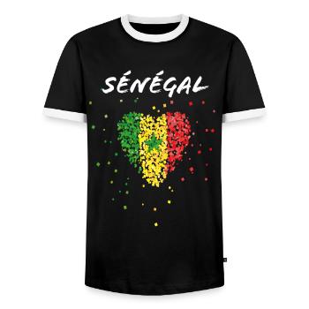 Sénégal Sénégal Drapeau Sénégal Drapeau Wolof - T-shirt contrasté Homme - noir/blanc - Devant - AI Model Female 172 light (172cm) & AI Model Male 178 light (178cm)