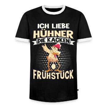 Huhn Spruch Bäuerin Bauer Hahn Henne - Männer Kontrast-T-Shirt - Schwarz/Weiß - Vorne - AI Model Female 172 light (172cm) & AI Model Male 178 light (178cm)