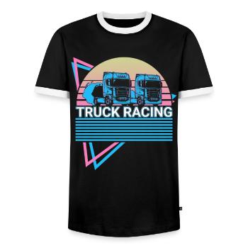 Truck Racing Truck Racer Retro - T-shirt contrasté Homme - noir/blanc - Devant - AI Model Female 172 light (172cm) & AI Model Male 178 light (178cm)