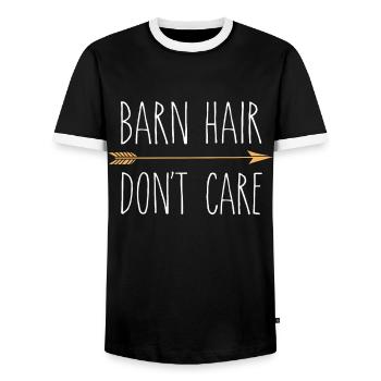 Scheunenhaare kümmern sich nicht um lustige Bauernmädchen Land - Männer Kontrast-T-Shirt - Schwarz/Weiß - Vorne - AI Model Female 172 light (172cm) & AI Model Male 178 light (178cm)