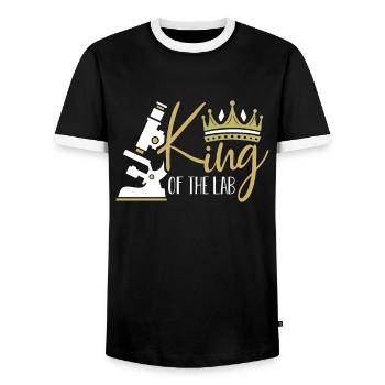 Technicien de laboratoire Roi de la science de la santé de laboratoire - T-shirt contrasté Homme - noir/blanc - Devant - AI Model Female 172 light (172cm) & AI Model Male 178 light (178cm)