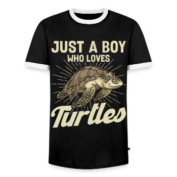 Just A Boy Who Loves Turtles - Männer Kontrast-T-Shirt - Schwarz/Weiß - Vorne - AI Model Female 172 light (172cm) & AI Model Male 178 light (178cm)