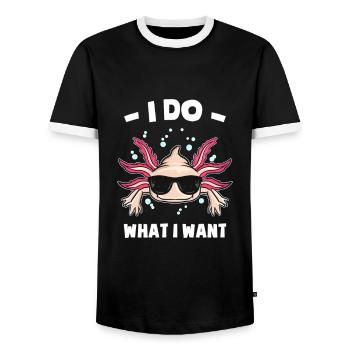 Axolotl Liebhaber | Haustiere Amphibien Geschenke - Männer Kontrast-T-Shirt - Schwarz/Weiß - Vorne - AI Model Female 172 light (172cm) & AI Model Male 178 light (178cm)