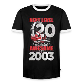 Level Unlocked 20 Jahre alt 2003 Headset Gaming - Männer Kontrast-T-Shirt - Schwarz/Weiß - Vorne - AI Model Female 172 light (172cm) & AI Model Male 178 light (178cm)