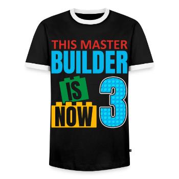 Ce constructeur est maintenant 3, blocs de jouets 3. - T-shirt contrasté Homme - noir/blanc - Devant - AI Model Female 172 light (172cm) & AI Model Male 178 light (178cm)