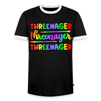 Threenager Kid 3. Geburtstag Regenbogen Spektrum - Männer Kontrast-T-Shirt - Schwarz/Weiß - Vorne - AI Model Female 172 light (172cm) & AI Model Male 178 light (178cm)