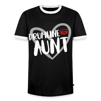Drumline Drum Gift - Men's Ringer Shirt - black/white - Front - AI Model Female 172 light (172cm) & AI Model Male 178 light (178cm)