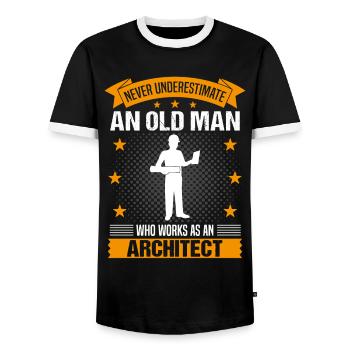 Architect Old Man Saying Men's Gift - Men's Ringer Shirt - black/white - Front - AI Model Female 172 light (172cm) & AI Model Male 178 light (178cm)