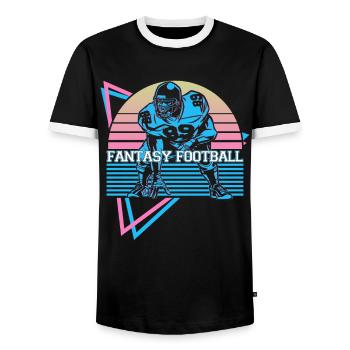 Fantasy Football Spieler Retro - Männer Kontrast-T-Shirt - Schwarz/Weiß - Vorne - AI Model Female 172 light (172cm) & AI Model Male 178 light (178cm)