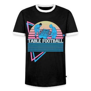 Joueur de baby-foot rétro - T-shirt contrasté Homme - noir/blanc - Devant - AI Model Female 172 light (172cm) & AI Model Male 178 light (178cm)