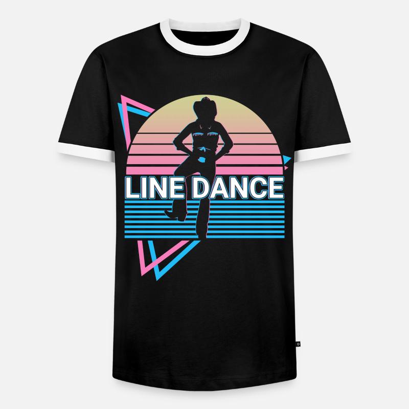 Line Dance Retro - Männer Kontrast-T-Shirt - Schwarz/Weiß