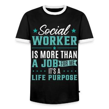 Social Worker Is More Than A Job - Men's Ringer Shirt - black/white - Front - AI Model Female 172 light (172cm) & AI Model Male 178 light (178cm)