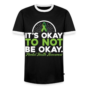 Its Okay To Not Be Okay - Men's Ringer Shirt - black/white - Front - AI Model Female 172 light (172cm) & AI Model Male 178 light (178cm)