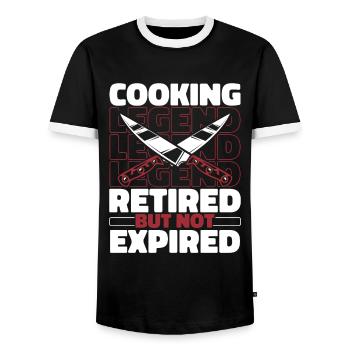 Chef cuisinier à la retraite - T-shirt contrasté Homme - noir/blanc - Devant - AI Model Female 172 light (172cm) & AI Model Male 178 light (178cm)