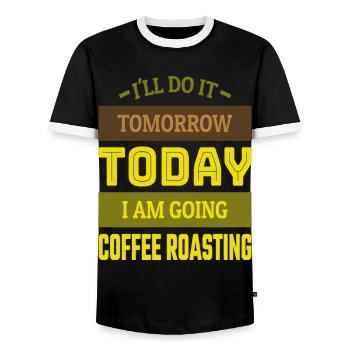 Je vais à Torréfaction de café Torréfaction de café - T-shirt contrasté Homme - noir/blanc - Devant - AI Model Female 172 light (172cm) & AI Model Male 178 light (178cm)