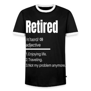 Retirement Gift Retired Definition Funny - Men's Ringer Shirt - black/white - Front - AI Model Female 172 light (172cm) & AI Model Male 178 light (178cm)