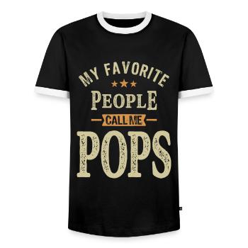 My Favorite People Call Me Pops - Dad Grandpa - Men's Ringer Shirt - black/white - Front - AI Model Female 172 light (172cm) & AI Model Male 178 light (178cm)