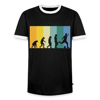 Evolution Football - Joueur de football couleurs vintage - T-shirt contrasté Homme - noir/blanc - Devant - AI Model Female 172 light (172cm) & AI Model Male 178 light (178cm)