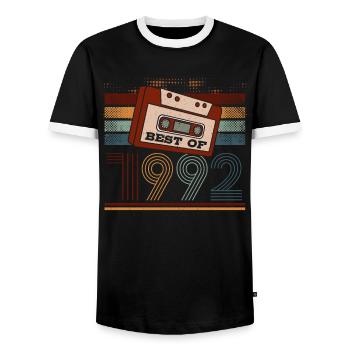 Best Of 1992 | Birthday Shirt | Birthday - Men's Ringer Shirt - black/white - Front - AI Model Female 172 light (172cm) & AI Model Male 178 light (178cm)