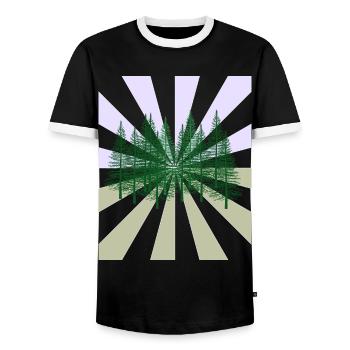 Rays Forest Fir Wilderness Flora Ecology - Men's Ringer Shirt - black/white - Front - AI Model Female 172 light (172cm) & AI Model Male 178 light (178cm)
