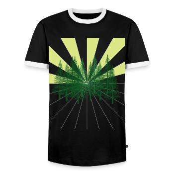 Rays Forest Fir Wilderness Ecology Atom Environment - Men's Ringer Shirt - black/white - Front - AI Model Female 172 light (172cm) & AI Model Male 178 light (178cm)
