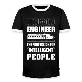 Train Engineer The Profession For Intelligent - Men's Ringer Shirt - black/white - Front - AI Model Female 172 light (172cm) & AI Model Male 178 light (178cm)