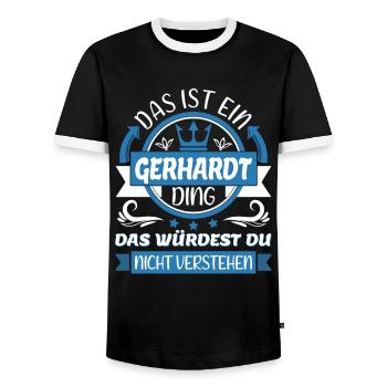 Gerhardt Name Vorname Namenstag Namensgeschenk - Männer Kontrast-T-Shirt - Schwarz/Weiß - Vorne - AI Model Female 172 light (172cm) & AI Model Male 178 light (178cm)