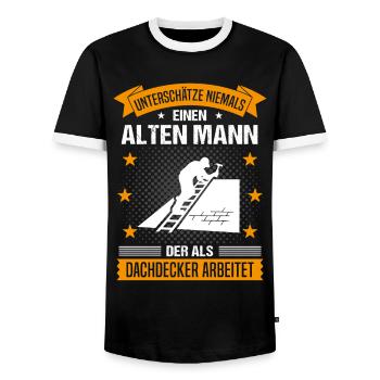 Dachdecker Alter Mann Spruch Herren Geschenk - Männer Kontrast-T-Shirt - Schwarz/Weiß - Vorne - AI Model Female 172 light (172cm) & AI Model Male 178 light (178cm)