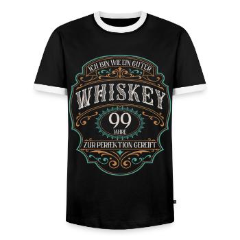 99 years am good whisky whiskey 99th birthday - Men's Ringer Shirt - black/white - Front - AI Model Female 172 light (172cm) & AI Model Male 178 light (178cm)