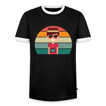 Reisen Reisender Reisender Ferien Urlauber Urlaub - Männer Kontrast-T-Shirt - Schwarz/Weiß - Vorne - AI Model Female 172 light (172cm) & AI Model Male 178 light (178cm)