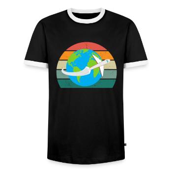 Reisen Reisender Reisender Ferien Urlauber Urlaub - Männer Kontrast-T-Shirt - Schwarz/Weiß - Vorne - AI Model Female 172 light (172cm) & AI Model Male 178 light (178cm)