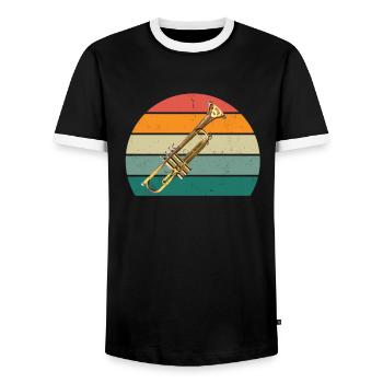 Posaunist Posaune Trompetenspieler Trompete - Männer Kontrast-T-Shirt - Schwarz/Weiß - Vorne - AI Model Female 172 light (172cm) & AI Model Male 178 light (178cm)