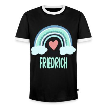Friedrich Name Regenbogen Baby - Männer Kontrast-T-Shirt - Schwarz/Weiß - Vorne - AI Model Female 172 light (172cm) & AI Model Male 178 light (178cm)