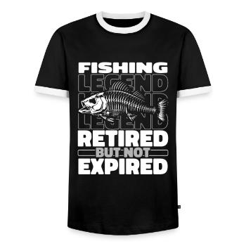 Retired fishing - Men's Ringer Shirt - black/white - Front - AI Model Female 172 light (172cm) & AI Model Male 178 light (178cm)