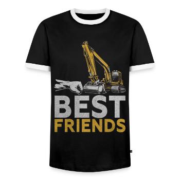 Funny construction workers & construction site excavator drivers - Men's Ringer Shirt - black/white - Front - AI Model Female 172 light (172cm) & AI Model Male 178 light (178cm)