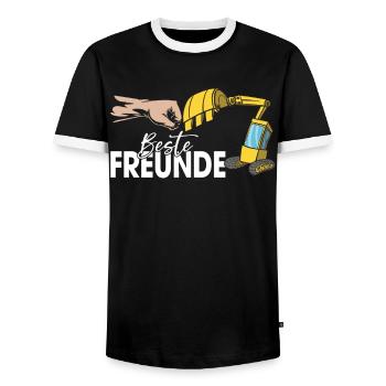 Lustige Bauarbeiter & Baustelle Baggerfahrer - Männer Kontrast-T-Shirt - Schwarz/Weiß - Vorne - AI Model Female 172 light (172cm) & AI Model Male 178 light (178cm)